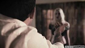 blonde lets virgin guy fuck her after deep sucking