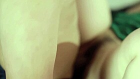Curvy body in satin lingerie gets oiled and ridden