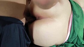 Curvy body in satin lingerie gets oiled and ridden