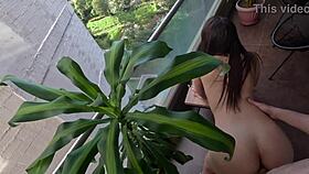 Curvy 18 Year Old Brunette Fucked Hard On Balcony