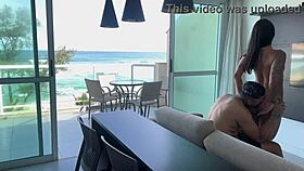 Beach Babe RIDES Bandit Cock And CUMS Hard