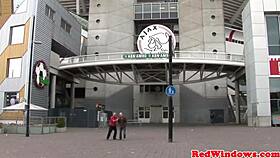 Pierced dutch hooker gets facial after hot blowjob