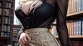 Ai generated blonde librarian flashes pussy outdoors