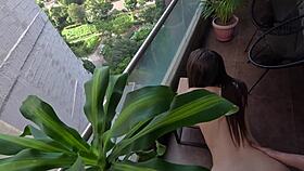 Curvy 18 Year Old Brunette Fucked Hard On Balcony