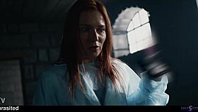 lesbian redhead doctor uses strapon on asian patient
