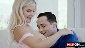 Stunning blonde with amazing big booty seduces with her big natural tits