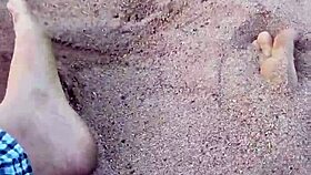 Feet in the sand for sensory barefeet modeling outdoors
