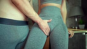 milf in leggings lets you cum inside her pussy
