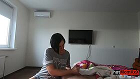 Stepmom lets me touch her boobs then takes creampie