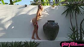Petite Blonde Australian Milf Strips Naked Outdoors