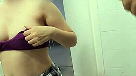 Woman watches in shower scene