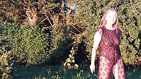 granny shows sheer bodysuit outside
