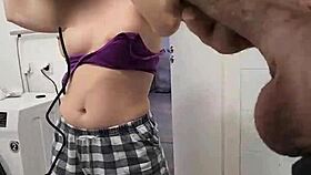 Woman watches in shower scene