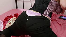 french amateur enjoys rough sex in satin lingerie