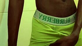 Teen strokes big black dick outdoors