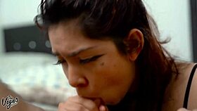 Tiny venezuelan cindy swallows big load while boyfriend films deepthroat cum in mouth & post-orgasm tease