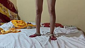 Indian man lifts bride petticoat and fucks her hard