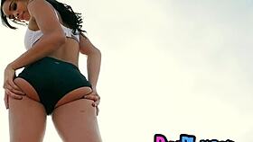 petite big tits ebony babe shows bubble butt after striptease