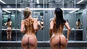 naked latina lesbians spank wet cunts in boxing ring