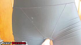 Petite asian in leggings getting fucked twice
