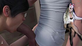 Golden boy 29 milf sucking huge cock in stockings
