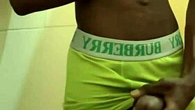 Teen strokes big black dick outdoors