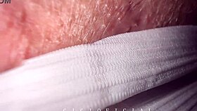 your step bro sniffing your thong in anal area close up