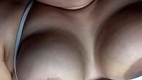 Cock hungry young slut sucks dildo with big tits jiggling
