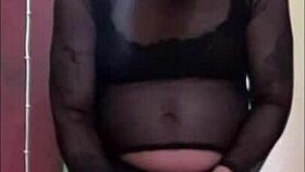 bisexual crossdresser pissing in a glass sitting on a dildo stick and shooting a cumshot drinks his piss and cum together