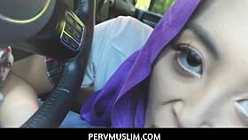 pervmuslim watches asian muslim girl blow her bf in car