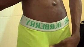Teen strokes big black dick outdoors