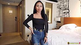 Johntronx Unreal Thai Babe In Tight Jeans Sucks My Cock