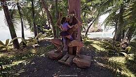 Lara Croft never expected statue would fuck all her holes