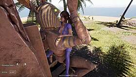 Lara Croft never expected statue would fuck all her holes