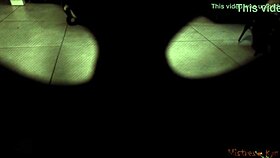 Masked submissive on a leash with strict mistress pov