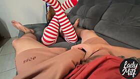 Seduced him with new socks for fucking