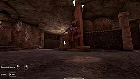 Animated figure interacts intensely with a game character