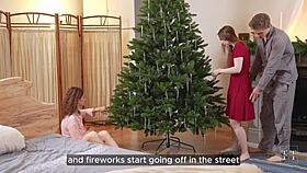 Stepsisters decorate tree but get fucked hard
