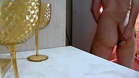 Femboy spreads legs searching fridge