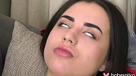 brunette regina rich masturbates on couch in 4k
