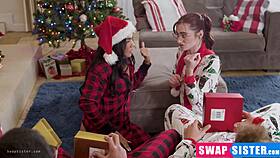 Horny guys talk their friends into a christmas foursome