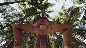 Lara Croft never expected statue would fuck all her holes