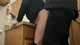 Slut wife sneaks away for a quick bathroom fuck