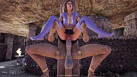 Animated figure interacts intensely with a game character