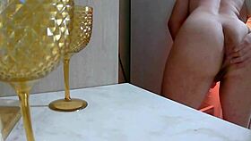 Femboy spreads legs searching fridge
