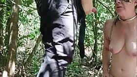 French Maid Chained And Humiliated Outdoors In Forest