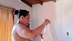 Milf with big ass masturbates her juicy pussy in bathroom