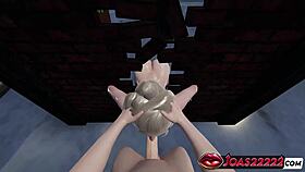 Blonde in stockings gives oral at gloryhole in 3d hentai