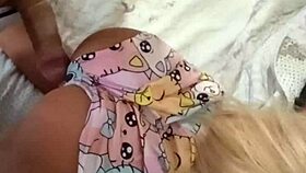 Curvy doll bends over pushing face into sweet pussy with toy