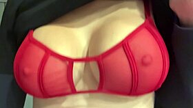 Italian milf shows off her juicy big natural tits up close